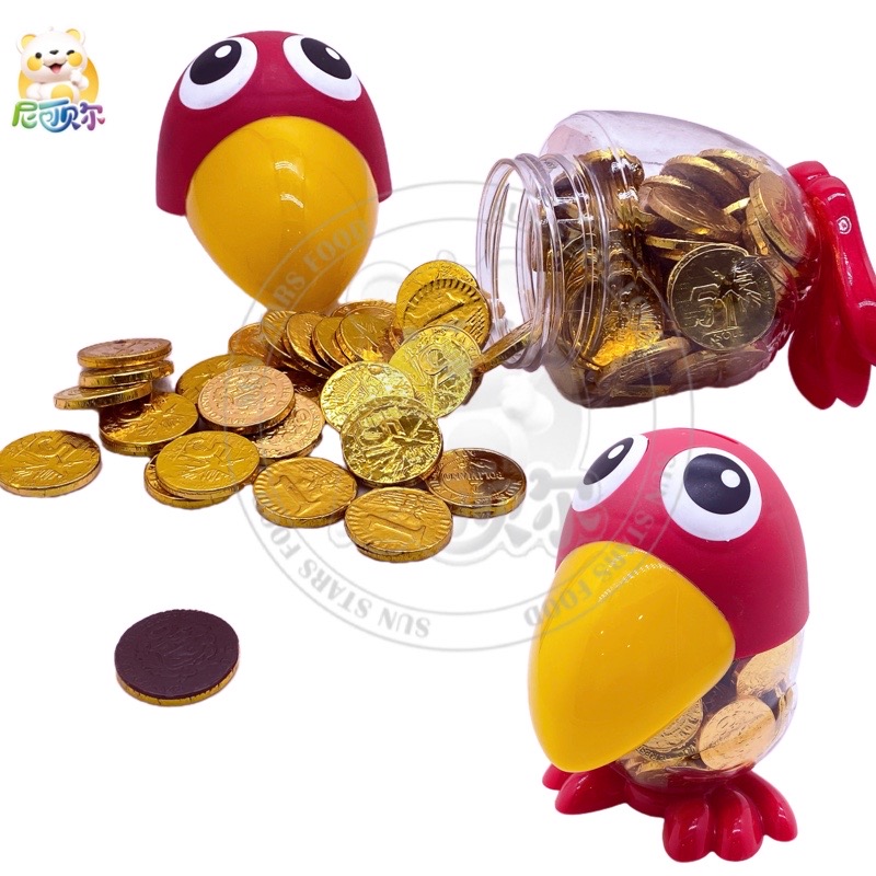 Factory Wholesale Customization Halal Toucan Bottled High Quality Gold Coins Chocolate Coins-C528