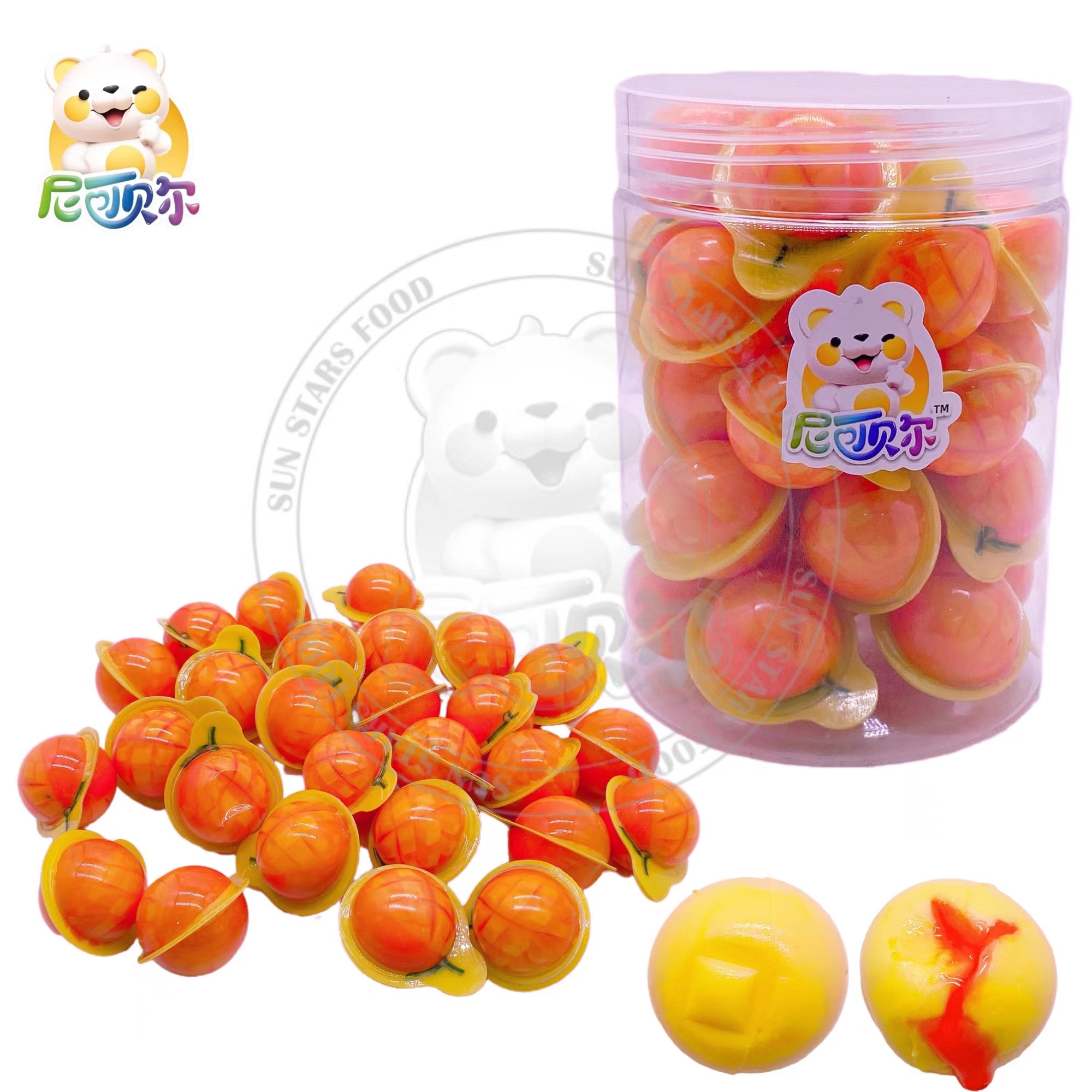 Halloween Candy Fudge Balls Fun Sweet Fruity Mini Cartoon Orange Gummy candy with Jam Filling-G227