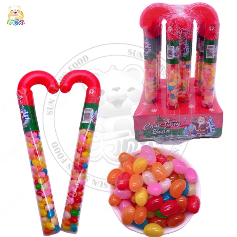 High Quality Sweet Fruity Flavor Jelly Bean Ball Candy Christmas Crutch Toy for Kids Packaged in a Bottle-G352