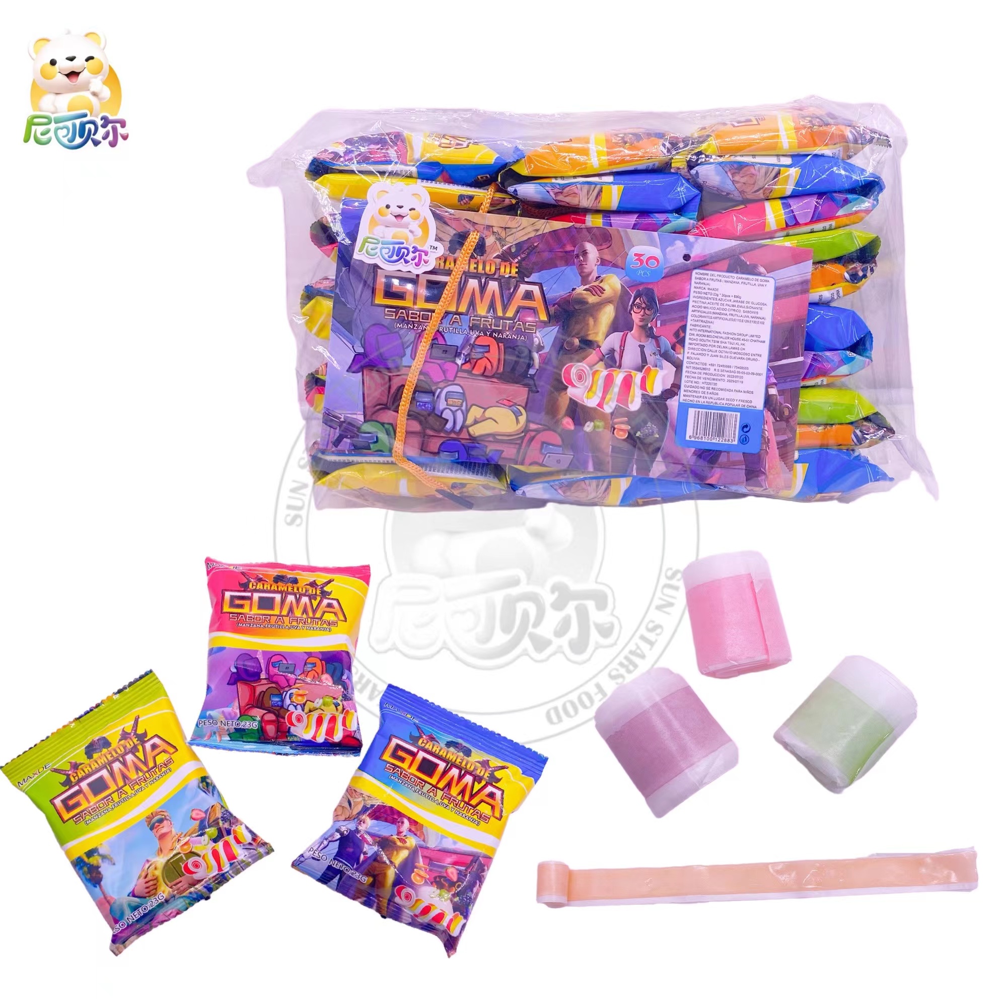 China Wholesale Pink Fruity Long Gummy Candy Fudge Chewy Gummy Candy Fudge Candy Tape Roll Shape Fun Snacks-G181