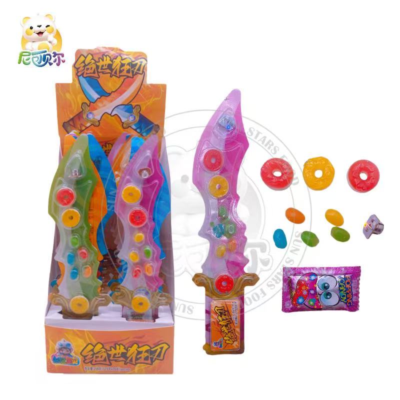 Novelty Sword Shaped Gummy Candy POPPING CANDY- Fun Weapon-Themed Fruit Flavor Jelly Sweets with Collectible Snacks for Kids