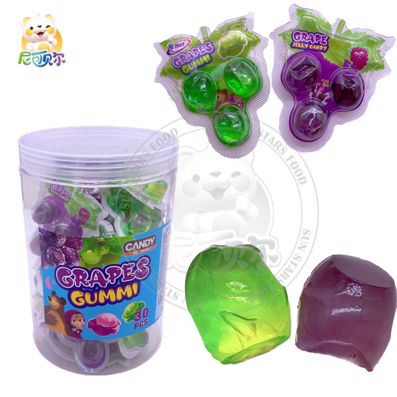 Grape Fruit Permen Murah Sweet Candy Food Confectionery Bonbon Jelly Ball Gummy Candies-G339