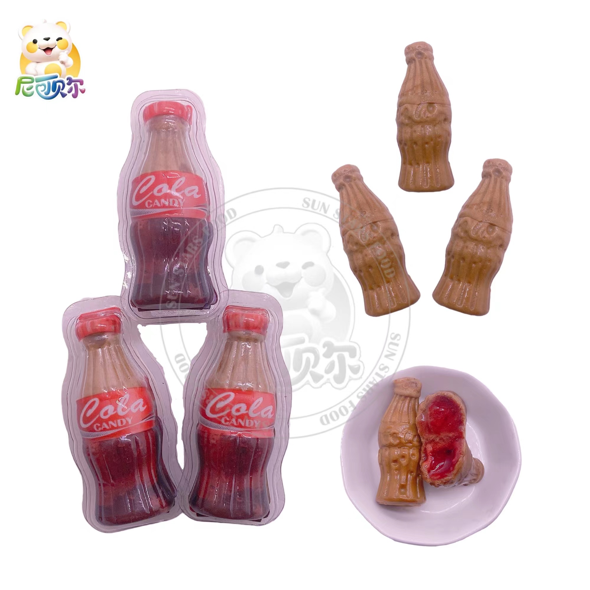 China Wholesale Fruity Mini Drink Cola Bottle Gummy Candy with Filling Jam-G175