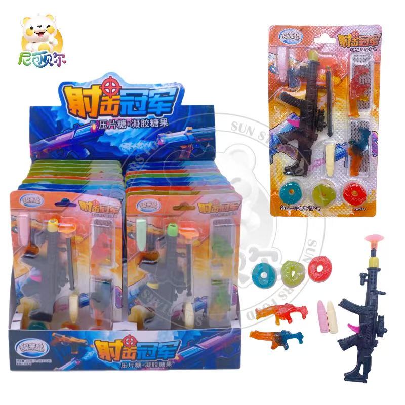 Wholesale Kids Shooting Toy & Candy - Mini Toy Gun Tablet Candy & Donut-Shaped Gummy Candy Assorted Fruit Flavors