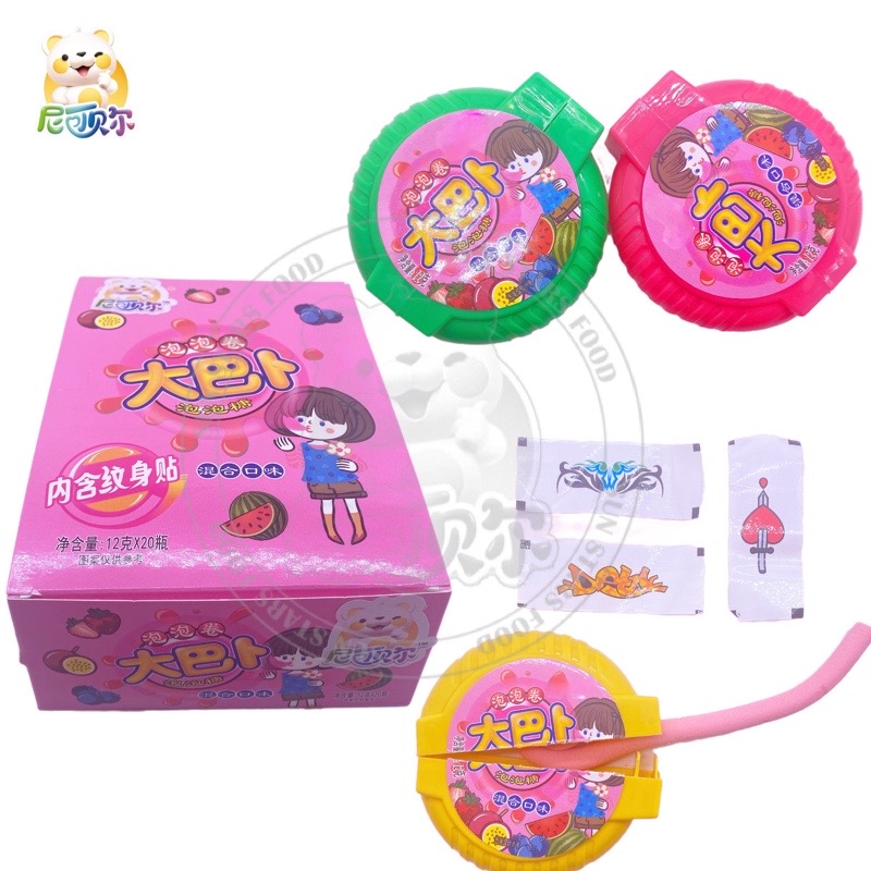 Halal Sweet Fruit Flavor Amazing Crazy Roll Bubble Gum With Tattoo-G378