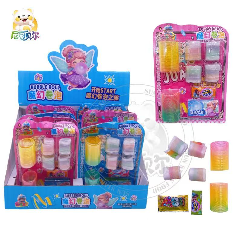Bubble Gum with Roll Gummy Candy Fairy Design Jelly Sweets with Rainbow Bubble Toy for Kids' Fun Snacking