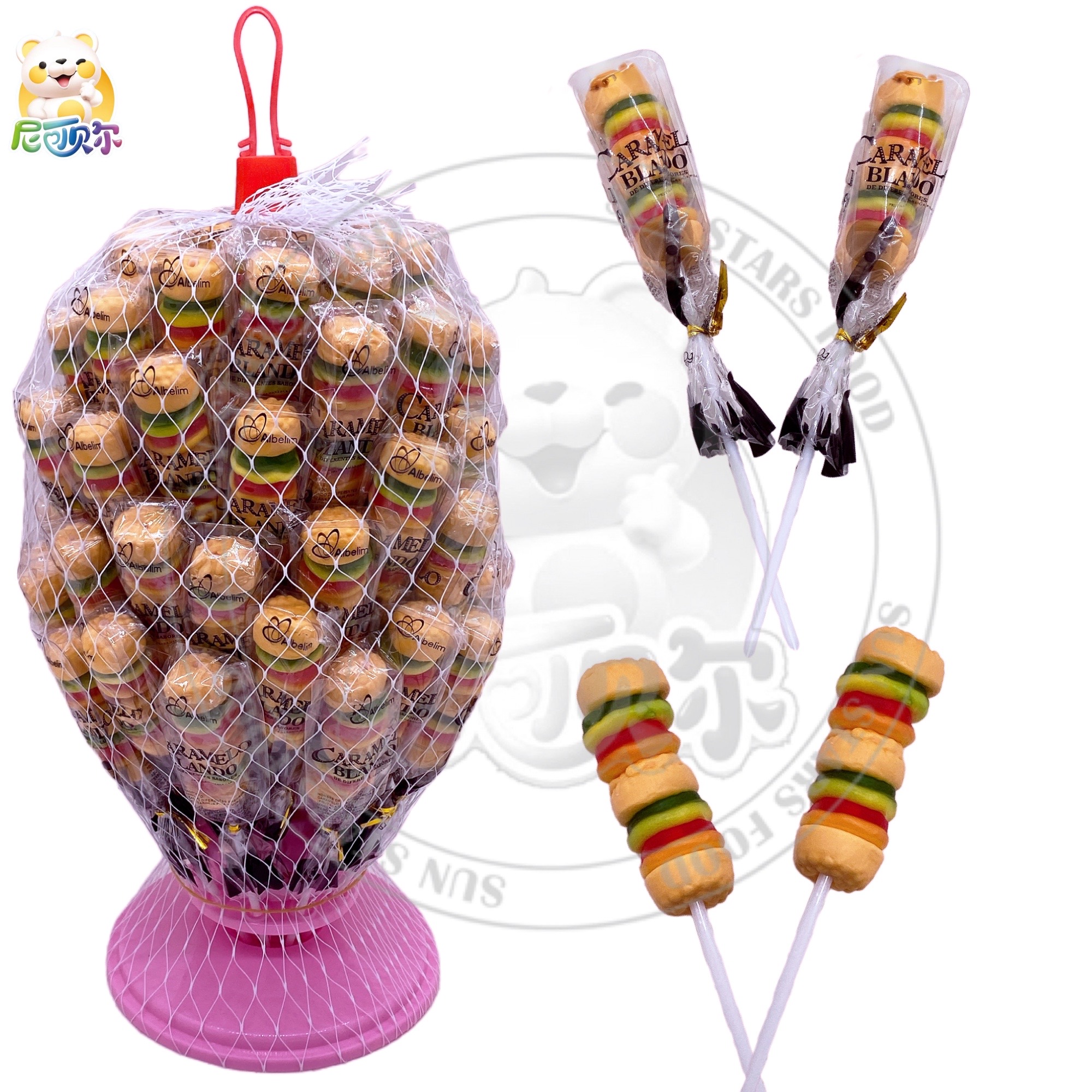 Halal Burger Tree Gummy Candy Sweet Hamburger Gummy Lollipop-G245
