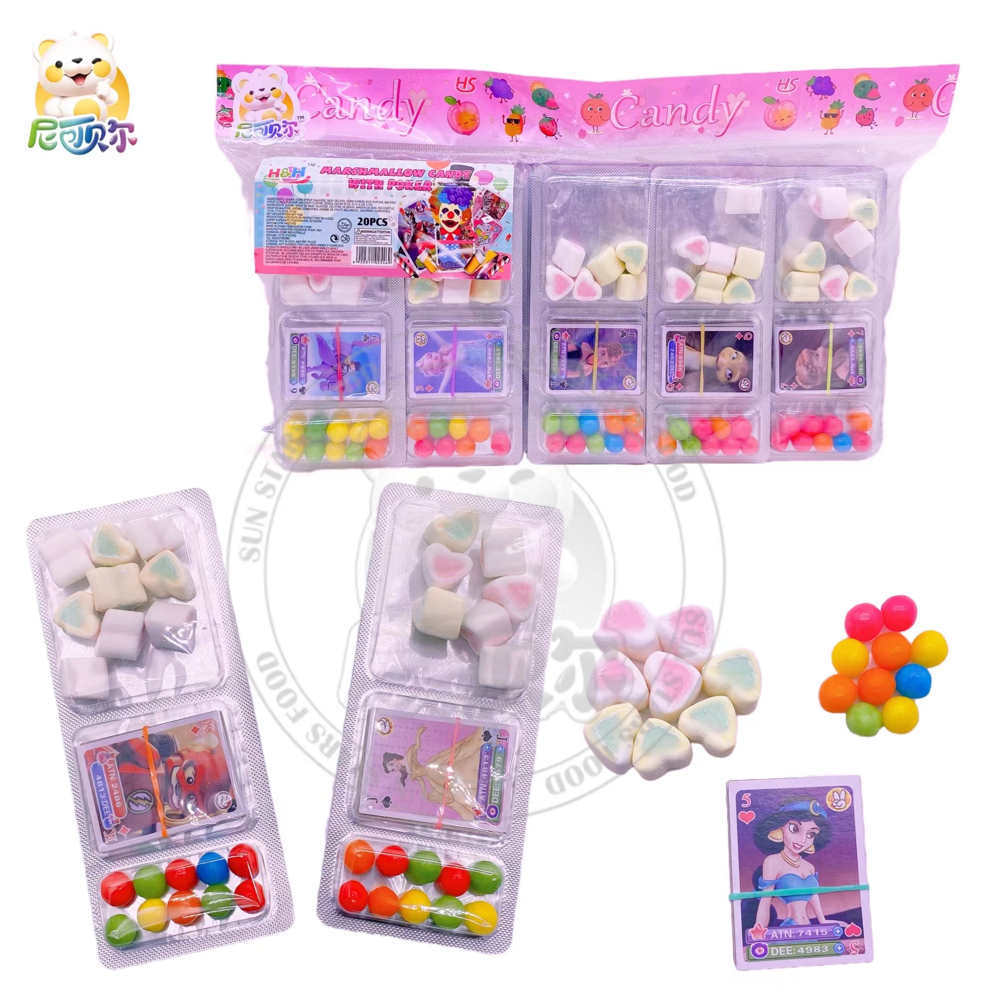 Mixed Fruit Gummy Marshmallow Jelly Beans and Poker Toys-M091