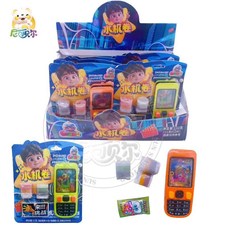 Water Game Phone Candy With Gummy Rolls Popping Candy Novelty Toy Phone Assorted Gummy Sweets for Kids' Interactive Snacking
