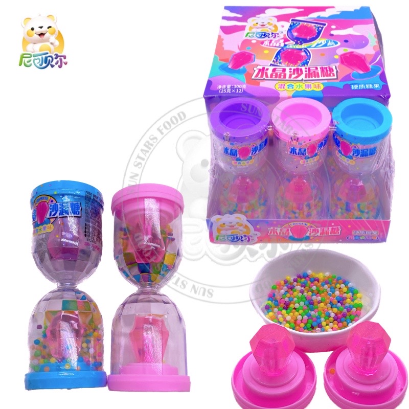 Wholesale Exotic Toy Sweets Diamond Hard Candy Time Hourglass Toy Candy With Mini Jelly Beans-T535