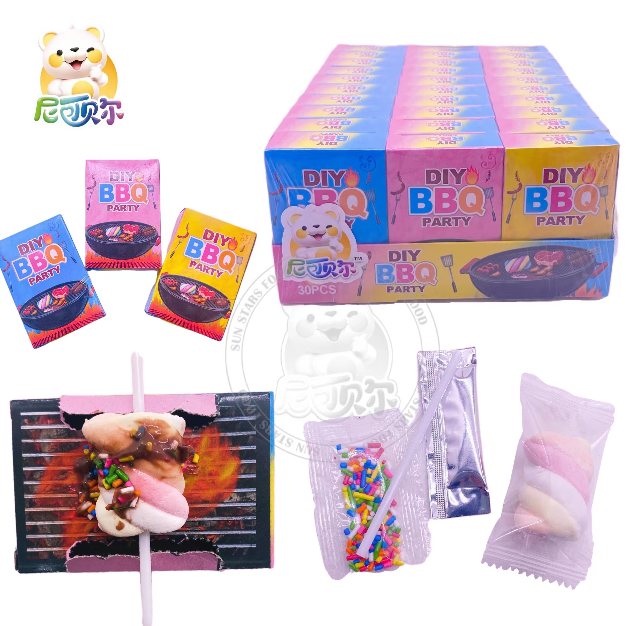 DIY 3-in-1 Creative Marshmallow with Chocolate Jam Sauce and Colorful Candies-M086