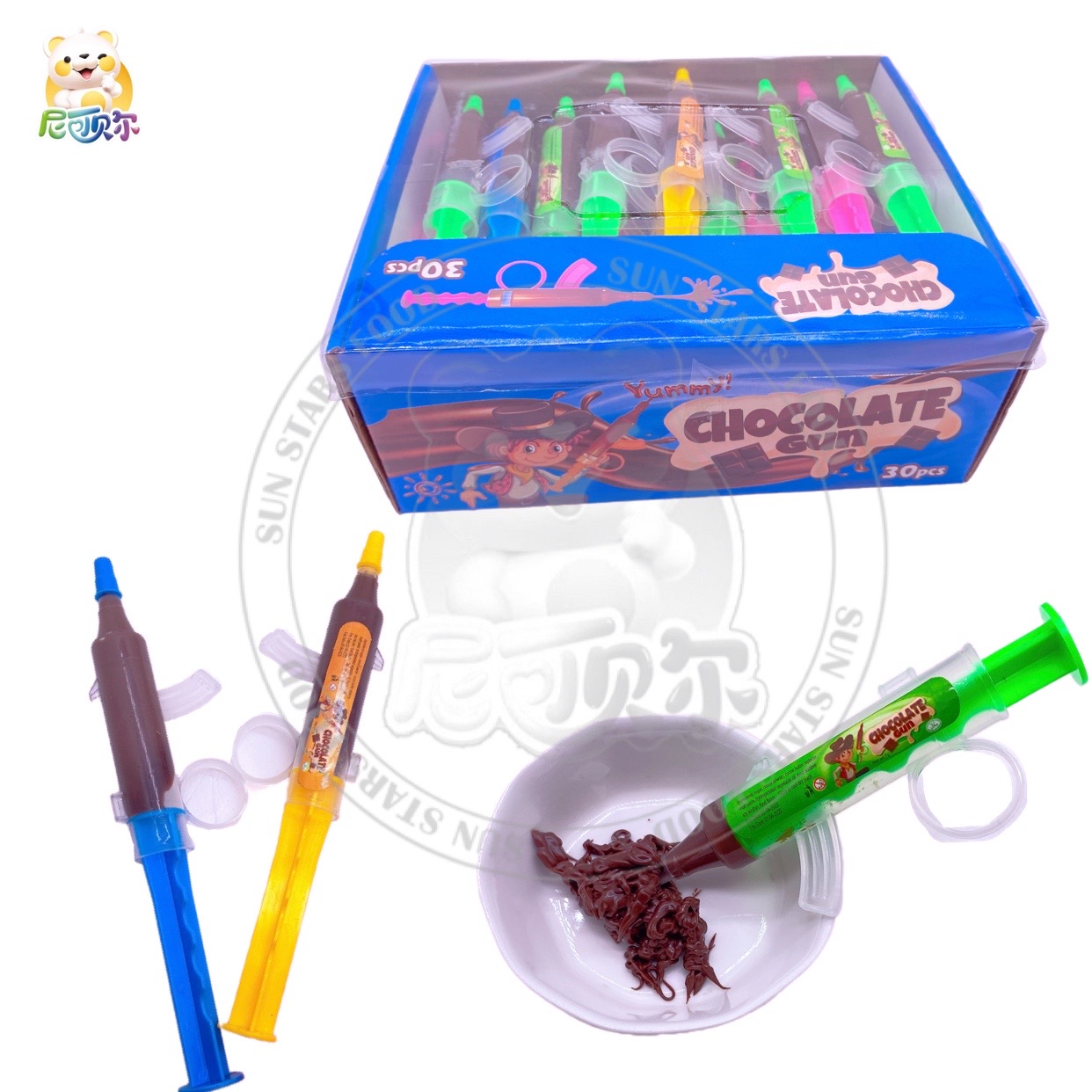 Wholesale New Design Injection Chocolate Jam Gun Shape Funny Plastic Chocolate Candy-C533