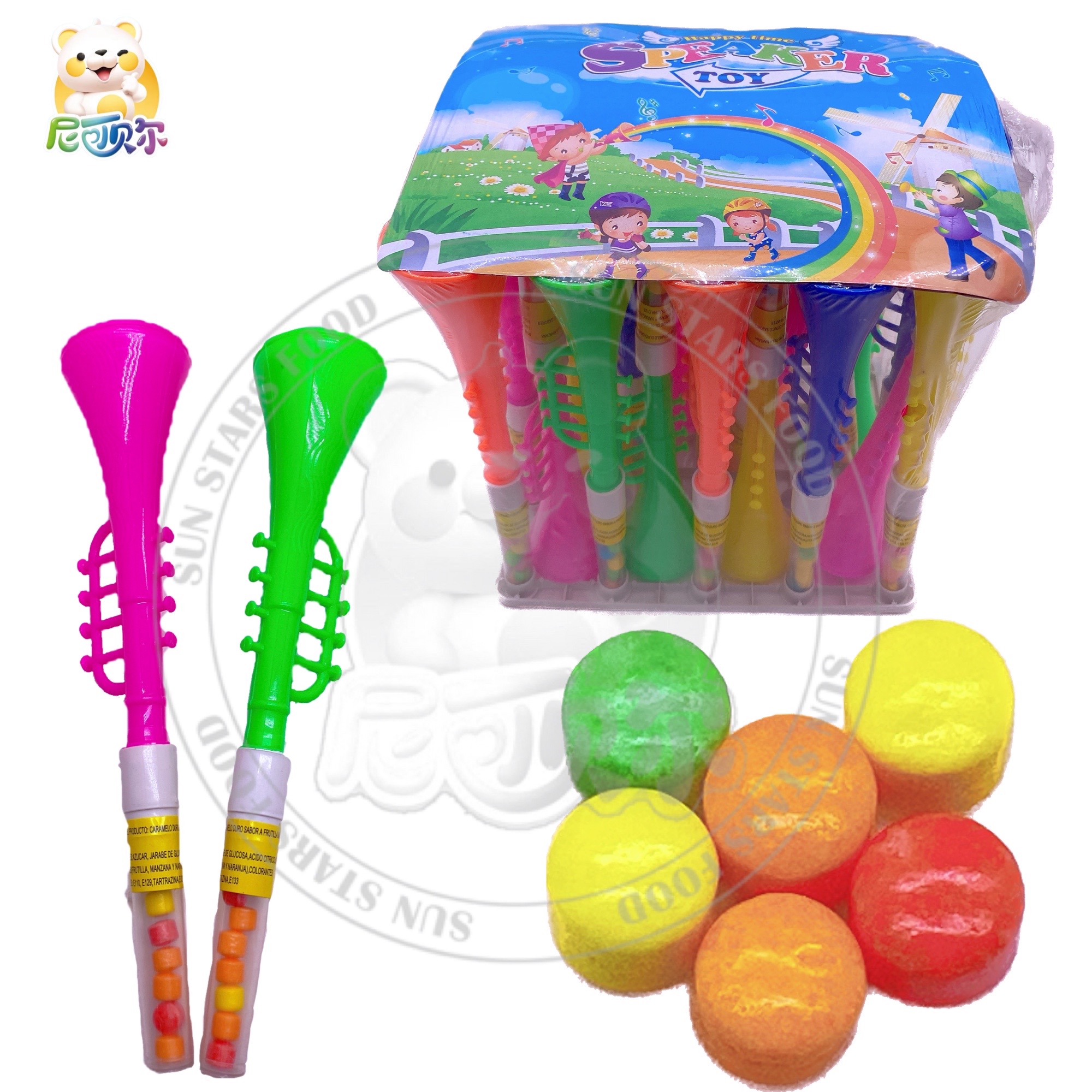 Shantou Factory Supply Toy Candy Plastic Trumpet Toy With Press Candy-T541