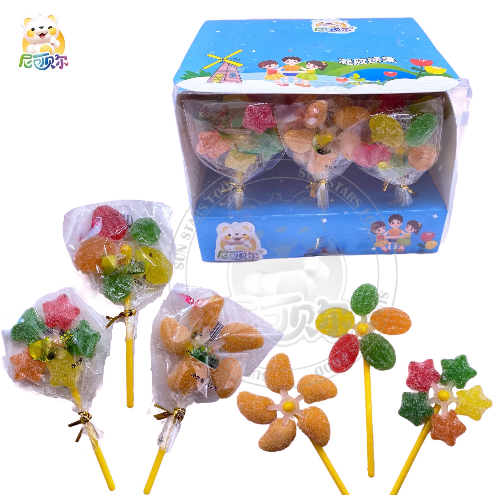 Halal Soft Candy Manufacturer and Candy Wholesaler Mango pentagram Fruit Windmill lollipop Soft Candy-G243