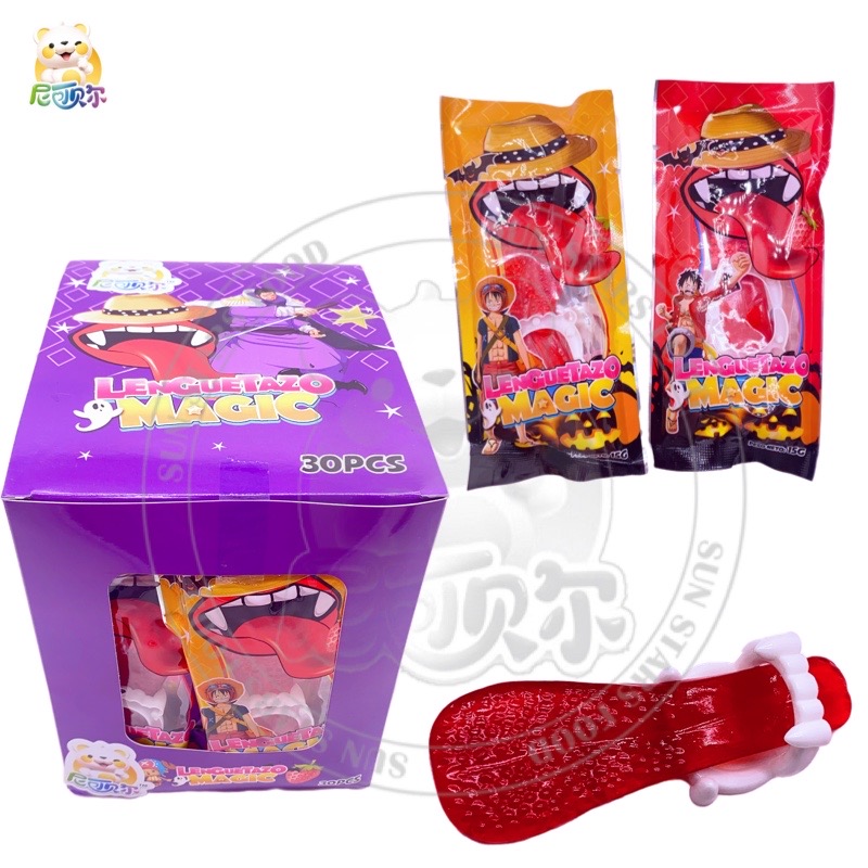 High Quality Funny Tongue Shaped Gummy Candy With Tooth Toy Popping Candy For Kids-T518