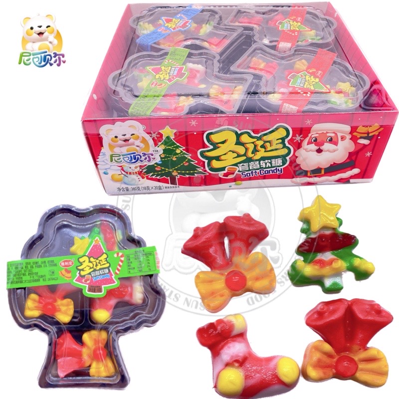 New Design Christmas Ornaments Soft Candy Funny Caramelo 3d Gummy Confectionery Candy Christmas Candy-G338