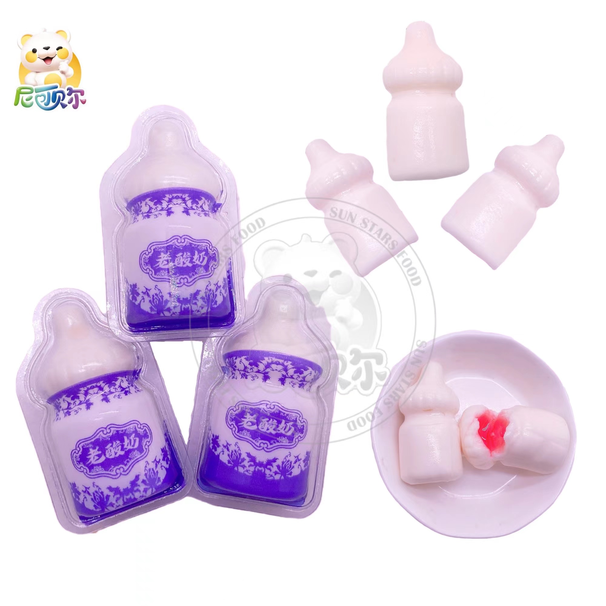 China Wholesale Mini Baby Feeding Bottle Shape Yogurt Gummy Candy with Filling Jam-G179