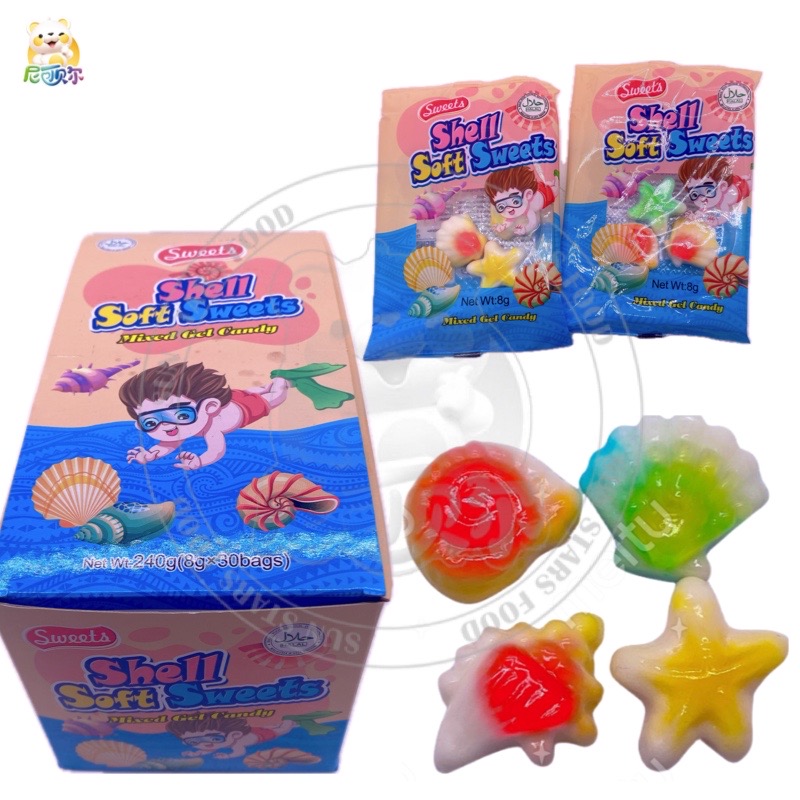 Design New Custom Toy Candies Colorful Submarine Biological Modeling Starfish Shell Conch Sweet Halal Gummy Candy-G361