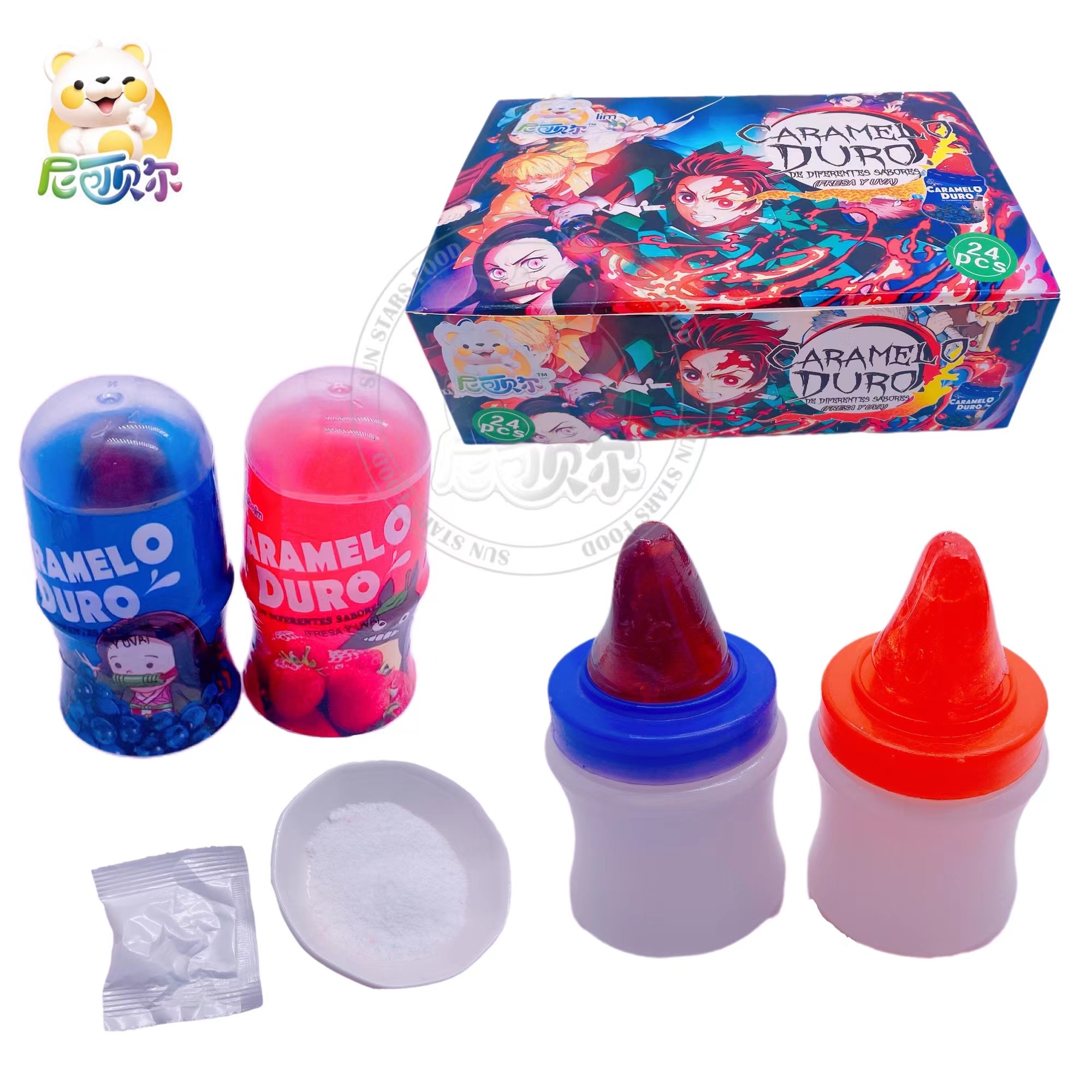 China wholesale candy pacifier bottle tongue shape fruity candy sour powder-T433