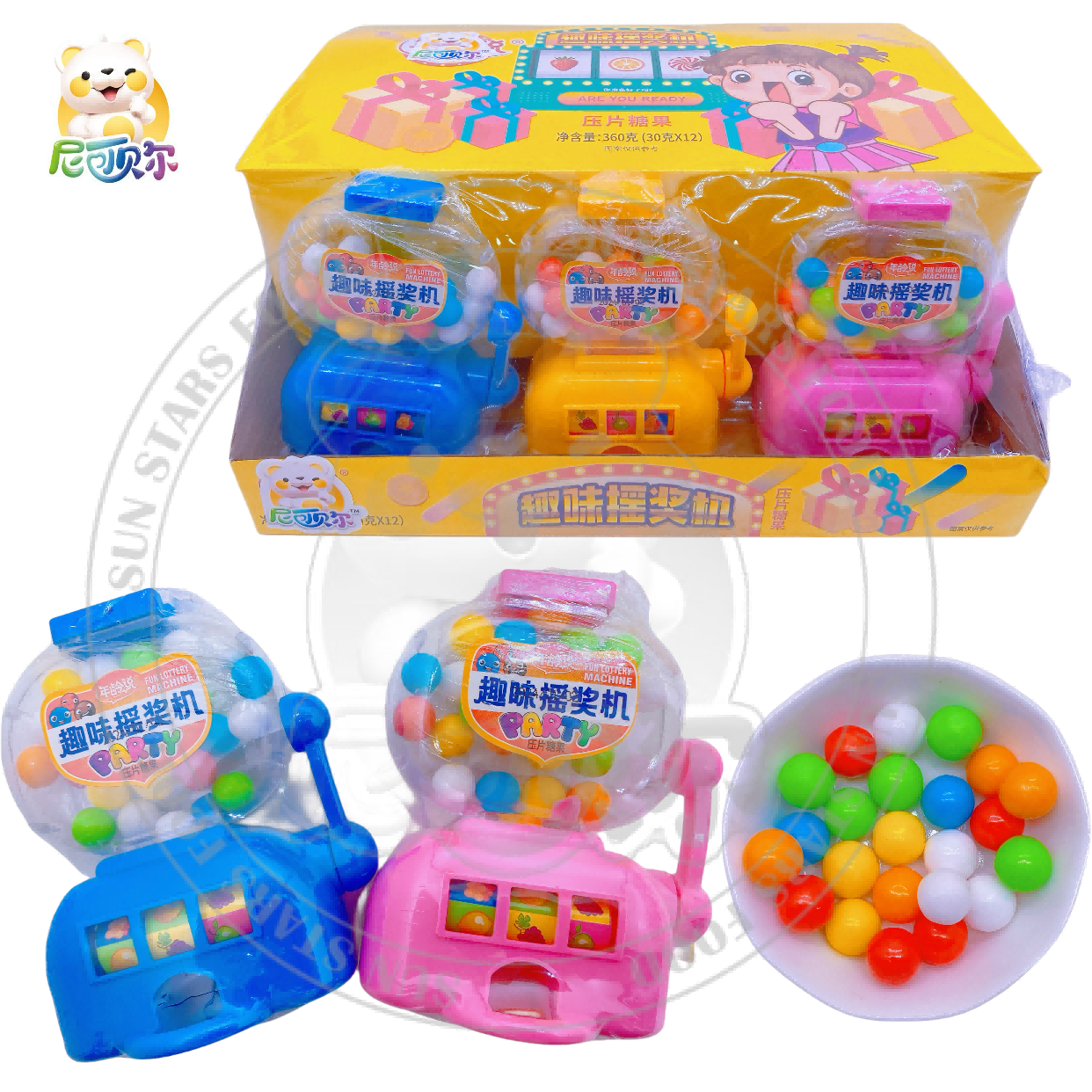 Cartoon-Style Funny Candy Machine Twisting Toy Promotional Soft PVC Candy with Colorful Ball-T577