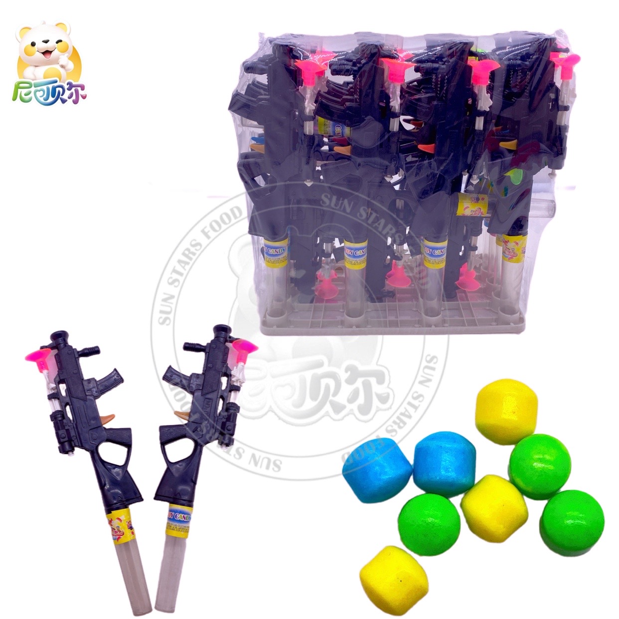 Toy Gun Shaped Toy Candy Colorful Sweet Halal Fruit Flavor Squeeze Candy-T461