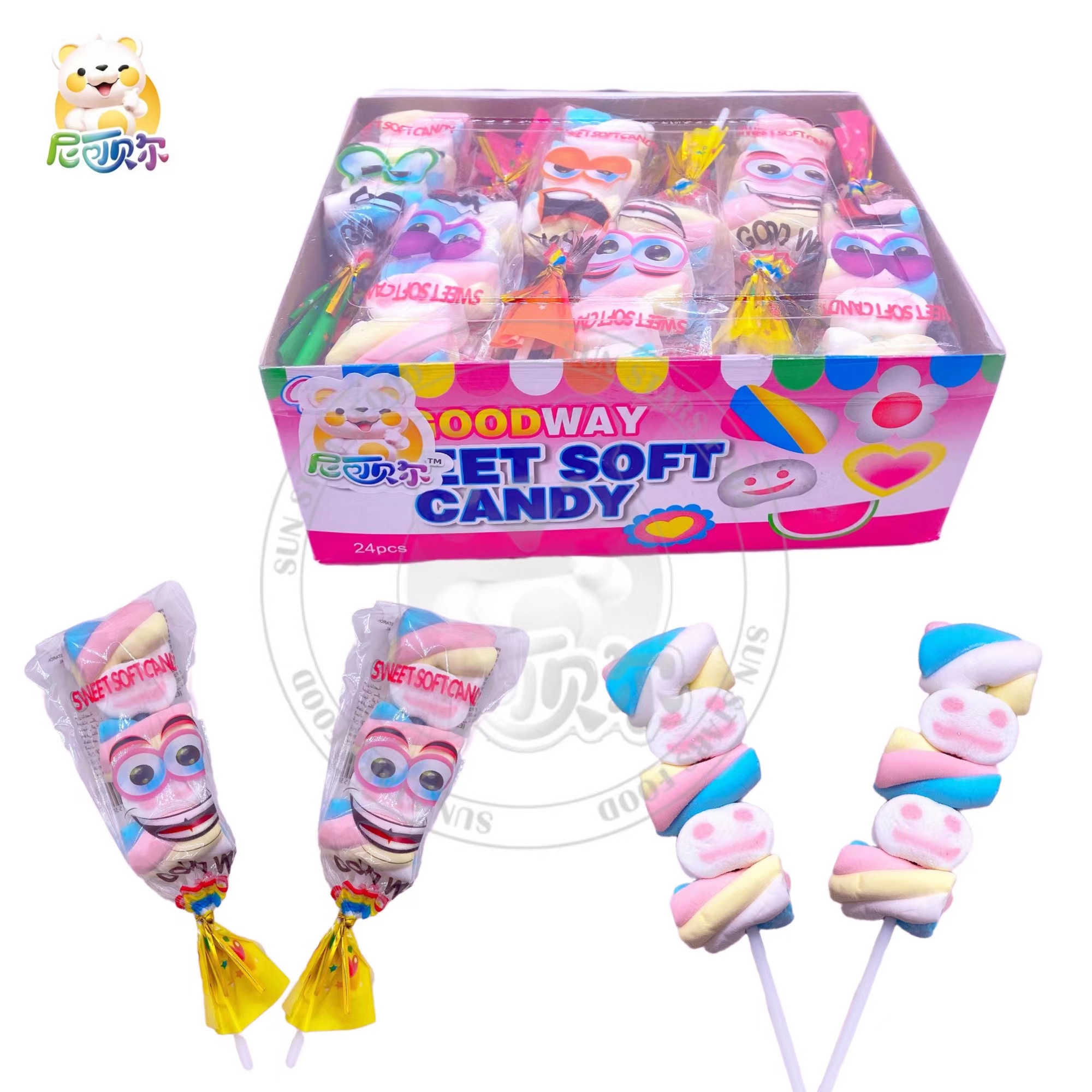 China Halal Wholesale Heart Shape Marshmallow Lollipop Manufacturer-M092