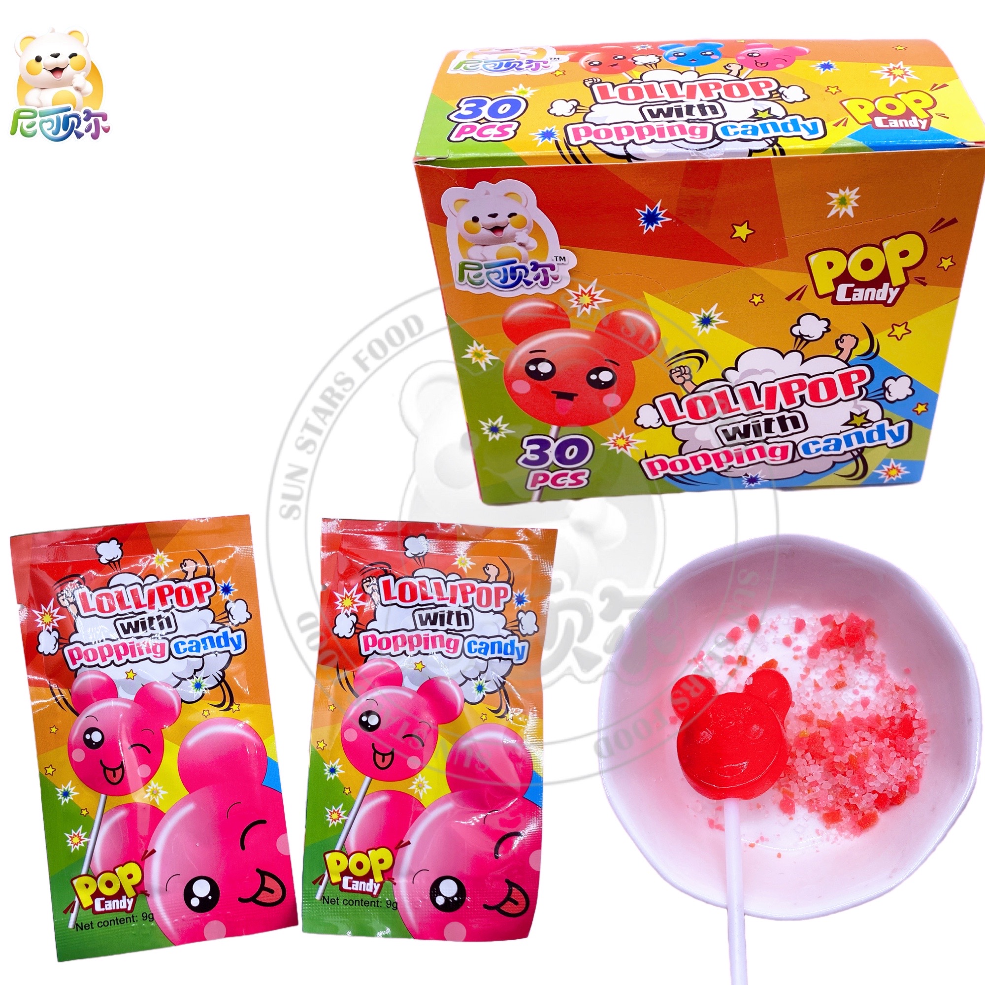 Lollipop With Magic Strong Popping Candy Fruits Flavor Jumping Lollipop Rock Candy-L301