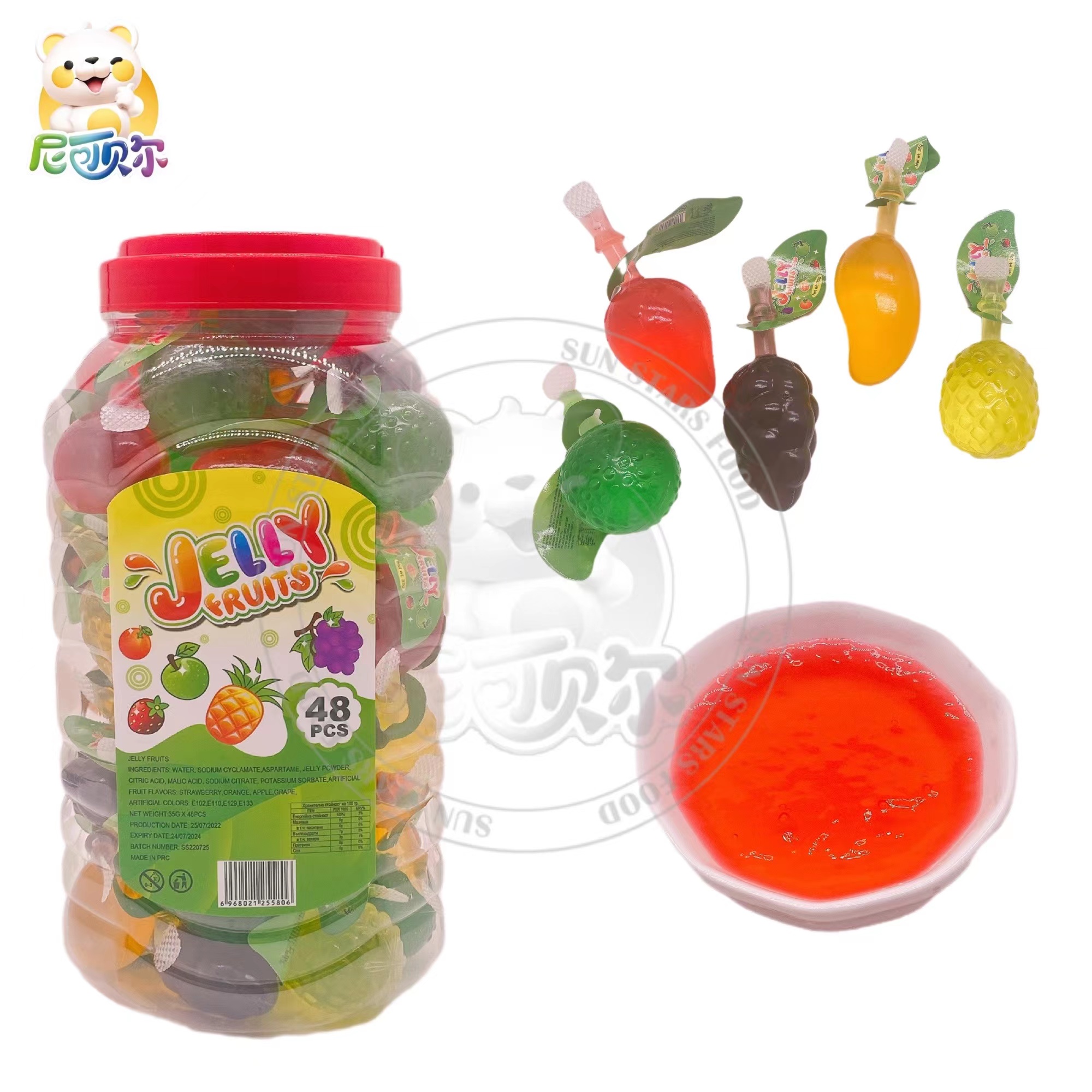 China Wholesale Fruit Grape Mango Strawberry Pineapple Apple Orange Shape Liquid Fruity Jelly-J107