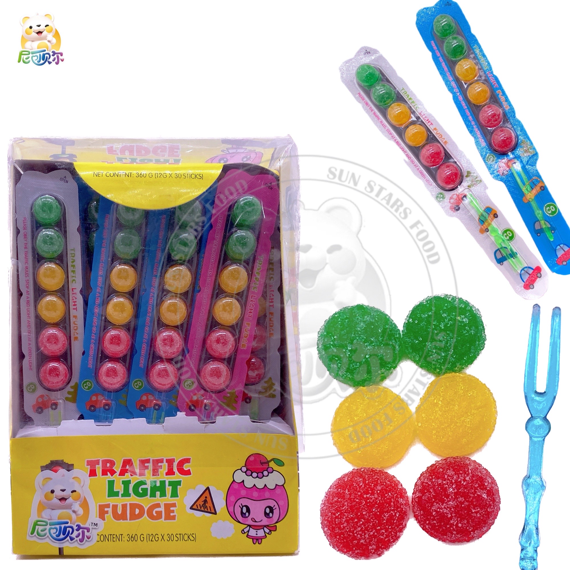 Halal Multi-color Traffic Light Soft Candy Jelly Lollipop For Kids-G346