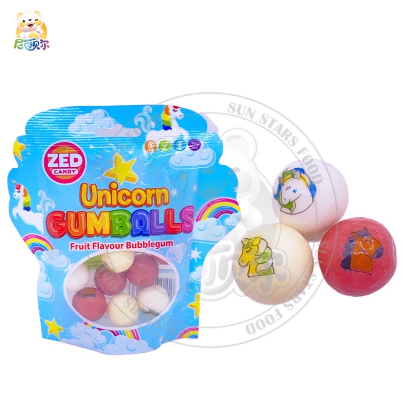 Halal unicorn pattern fruit ball bubble gum-G387