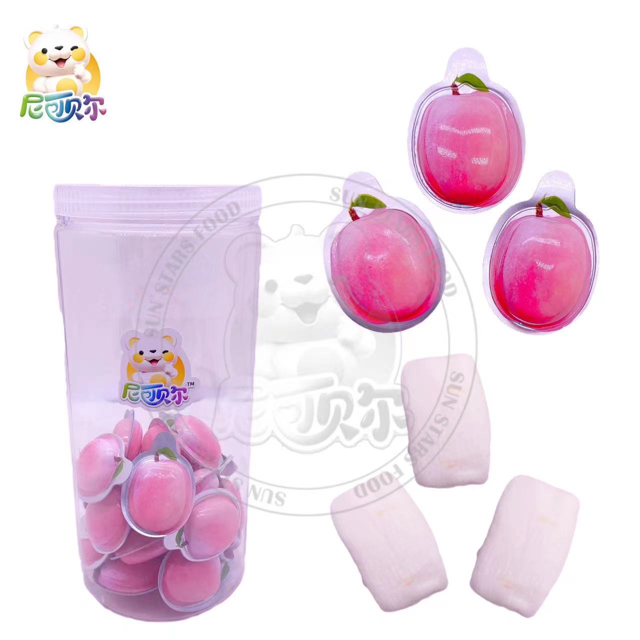 Wholesale Peach Flavor Candy Peach Fruit Sugar Soft Fruit Chew Candy 3d Gummy Peach Candy-G217