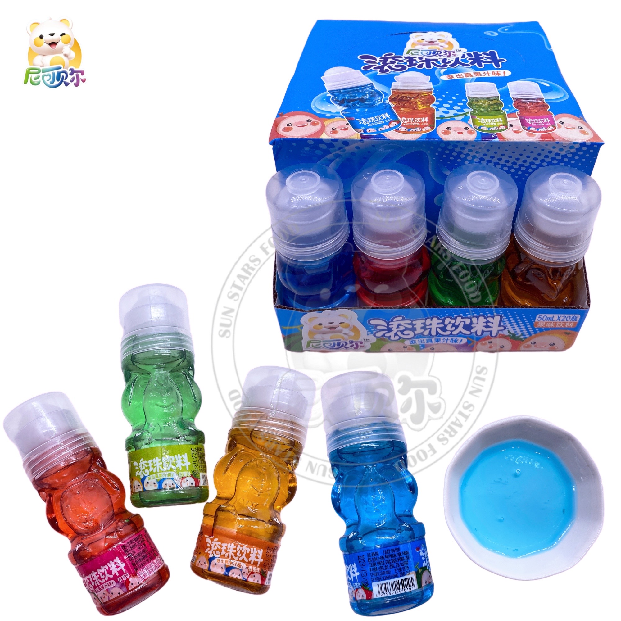 New Cartoon Packing Fruit Flavor Rolling Ball Licking Jelly Jam Liquid Candy-S132