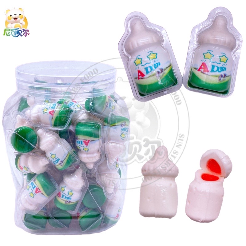 Wholesale Of 11g 50 Barreled Old Yogurt Ad Milk Stirrup Sandwich Soft Candy Gummy Ball Candy-G274