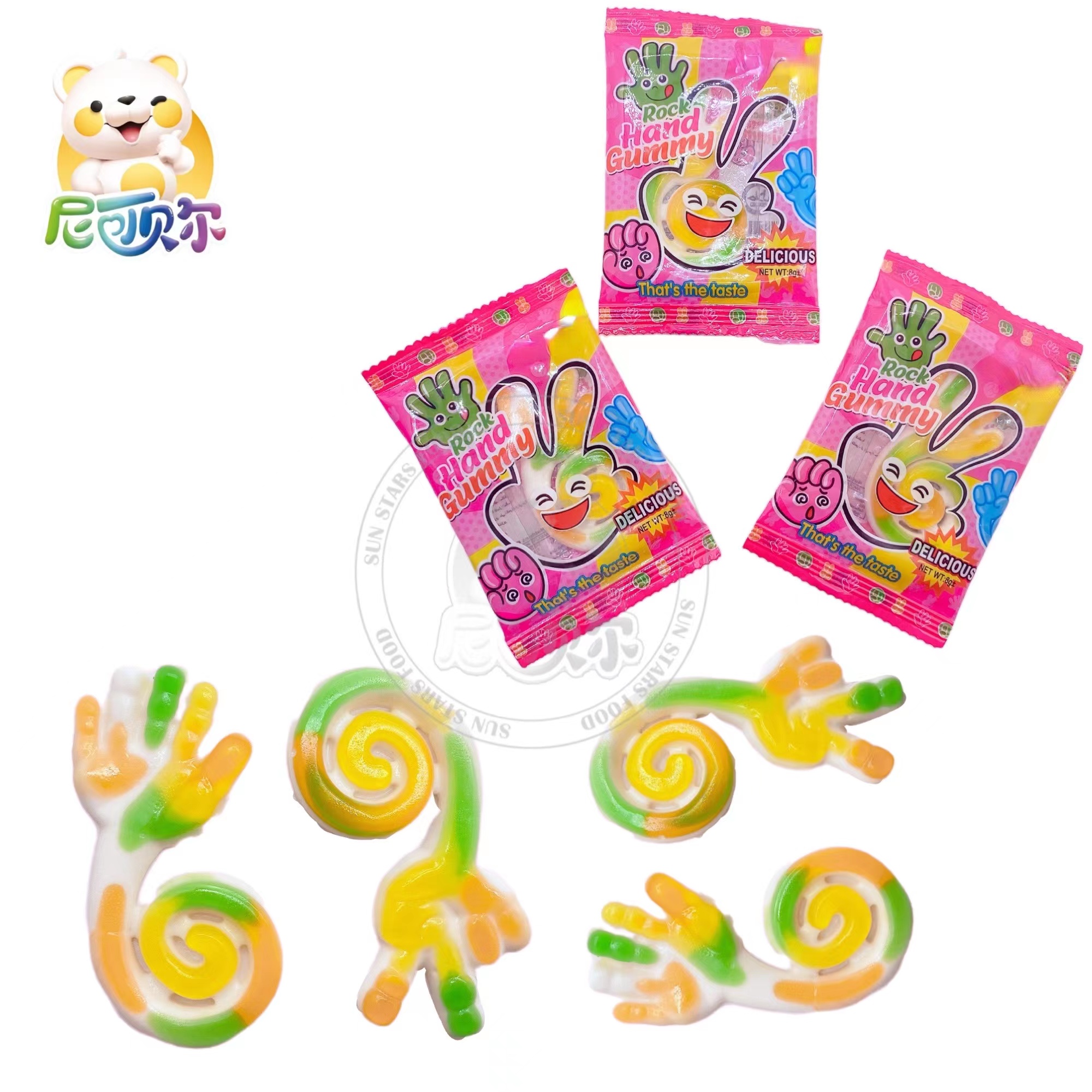 Hot Selling Rock Paper Scissors Gesture Fruity Chewy Gummy Candy-G194