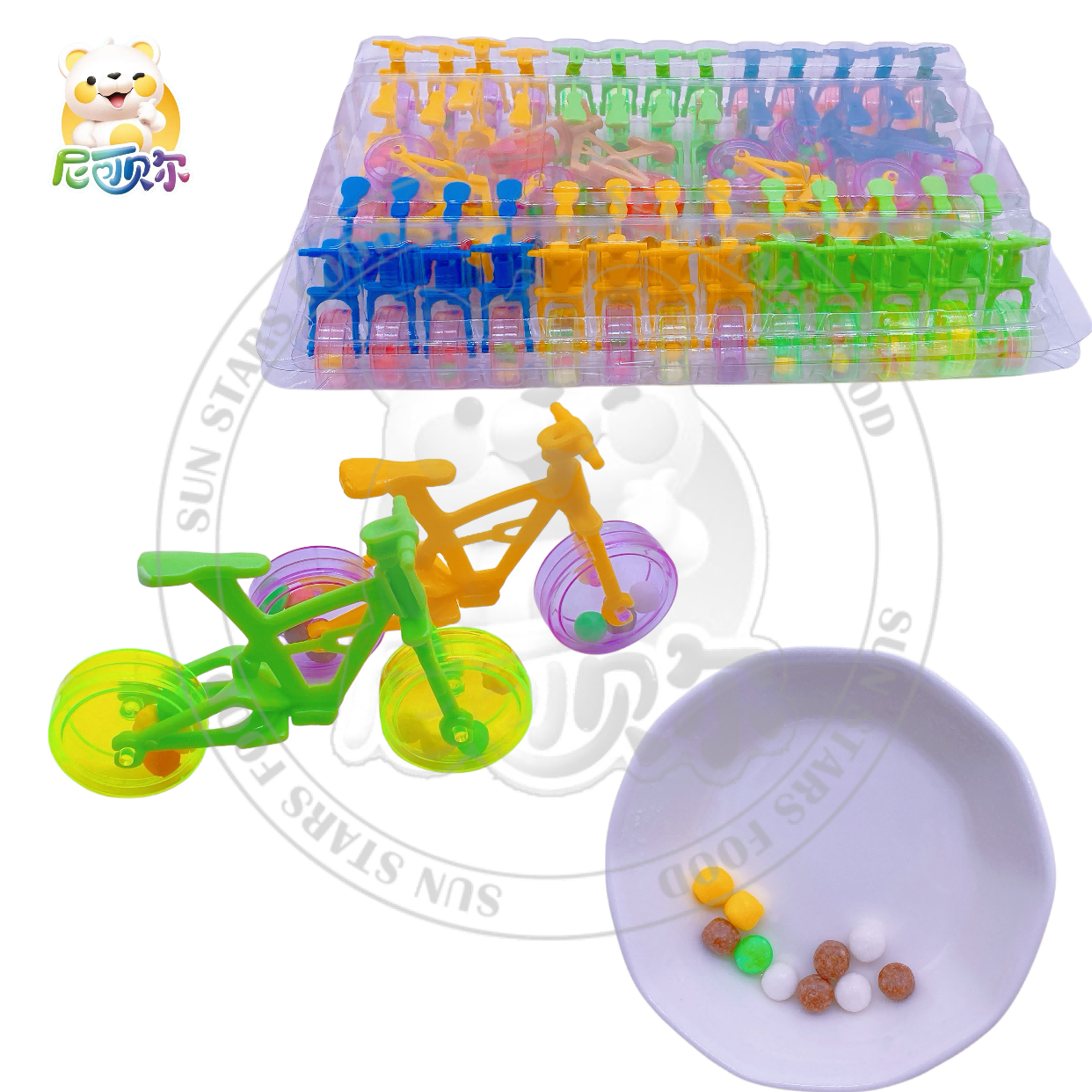 Unisex PVC Bicycle Sharing Toy Cartoon Style Soft Candy Fruity Hard Candy for Children Promotional Toys-T602