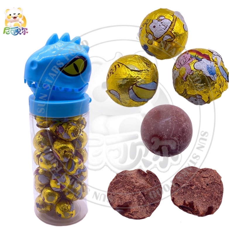 Halal Factory Wholesale Customized Dinosaur Bottled High Quality Chocolate Balls Chocolate Candy Balls-C512