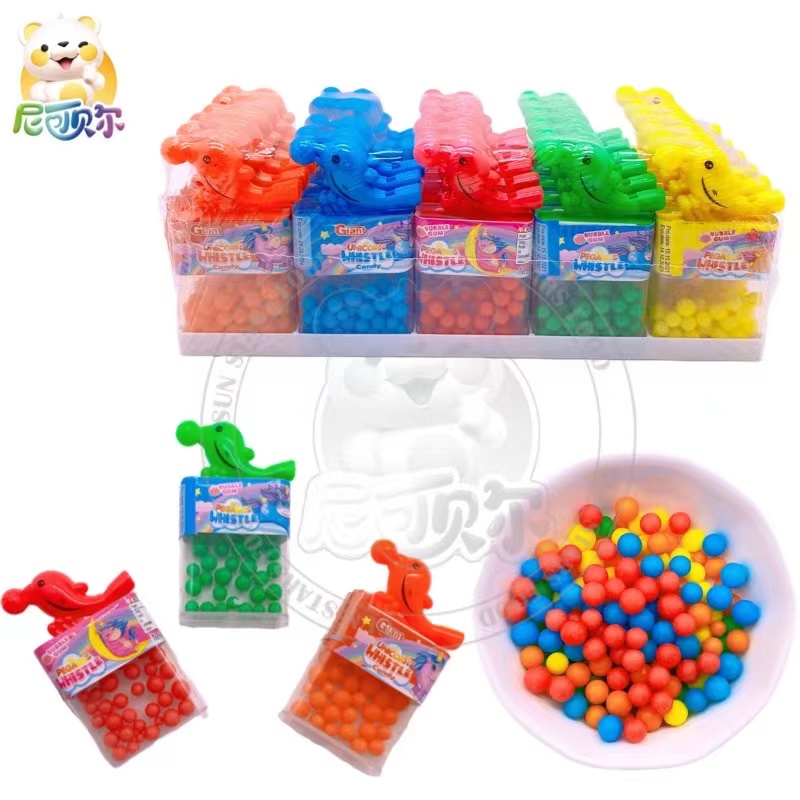 High Quality Whistle Dolphin Shaped Candy Toy Colorful Sweet Halal Fruit Flavor Squeeze Candy-T446