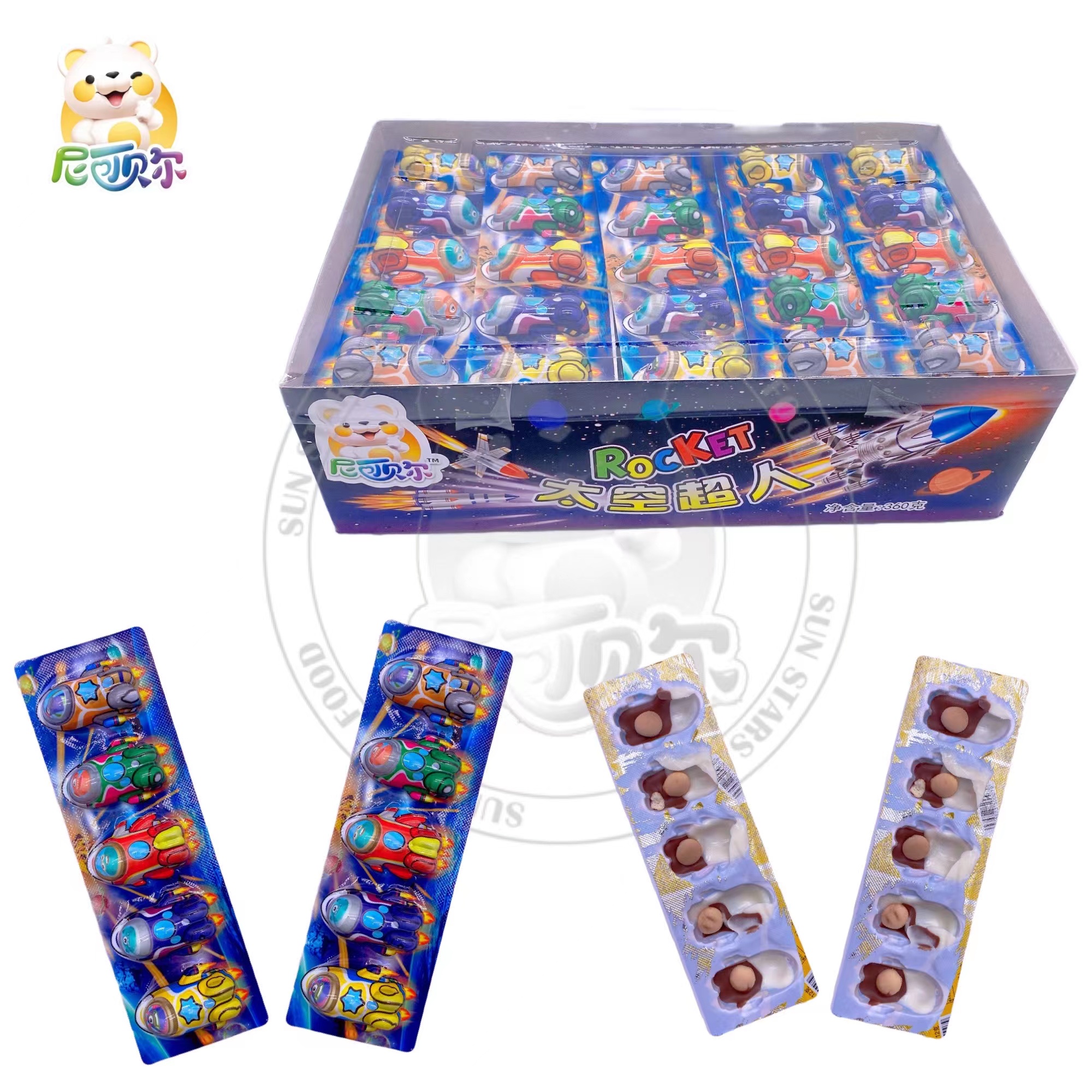 Wholesale Custom Halal Rocket Shape Cookies Black White Chocolate Sauce-C466