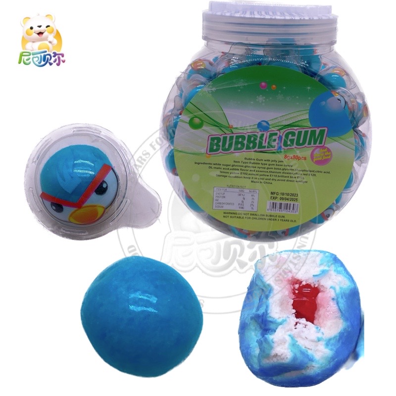 Wholesale Mix Pattern Ball Shape Bubble Gum Filled Jam In Bottle-G401