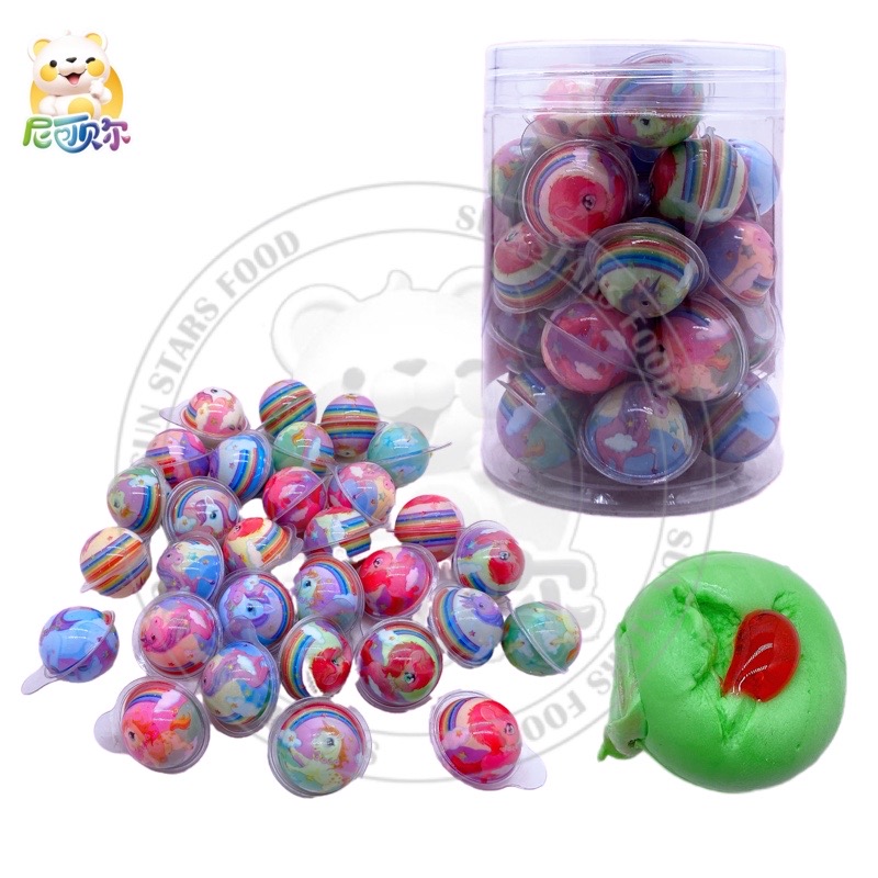 Halloween Cartoon unicorn shape Candy Fudge Balls Fun Sweet Fruity Cartoon Gummy candy with Jam Filling-G252