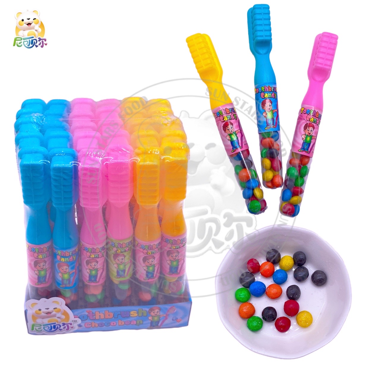 Kids Tube Sugar Coated Chocolate Bean With Toothbrush-C531