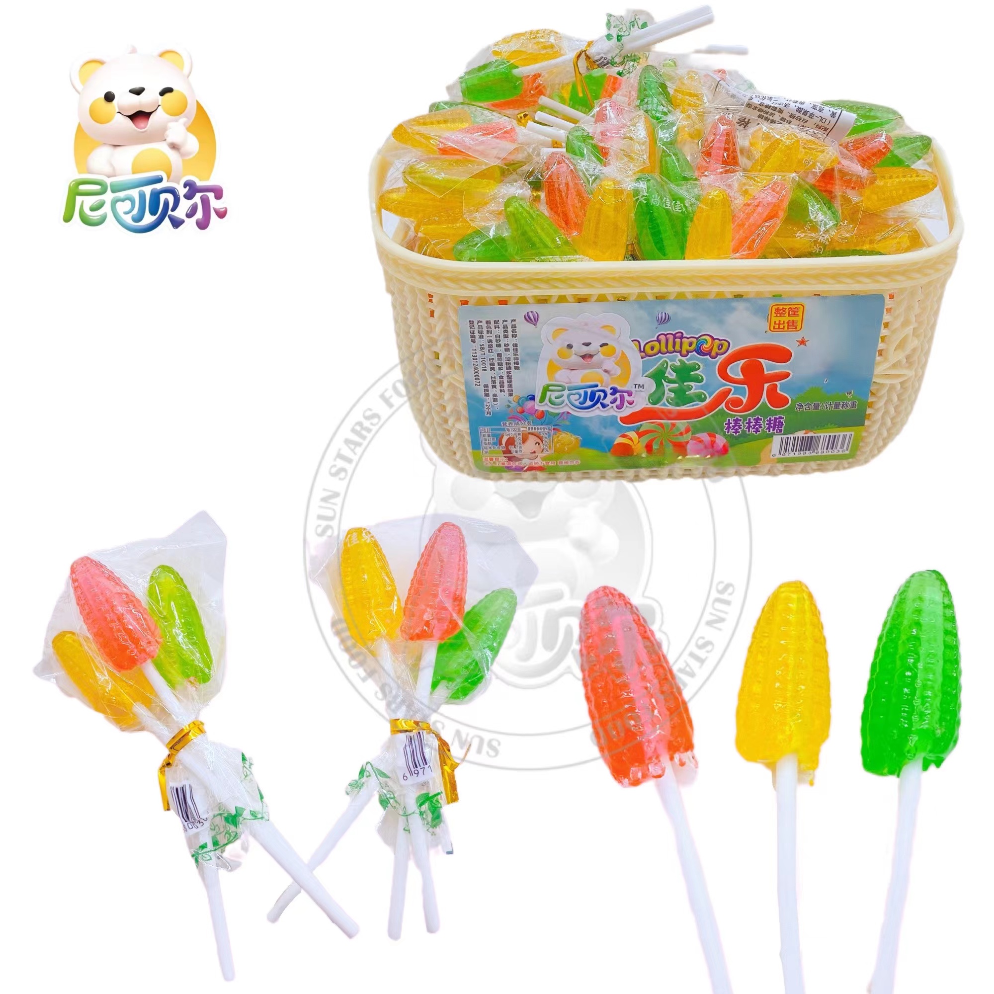 Wholesale Custom Santa Claus Christmas Tree Snowman Yeti Shape Fruity Lollipops-L292