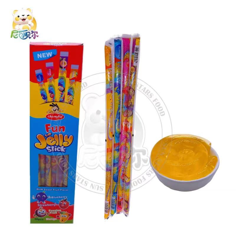 Fun Jelly Stick Creative Long Stick Shape Mixed Fruit Flavor 30pcs Box Kids Daily Snack