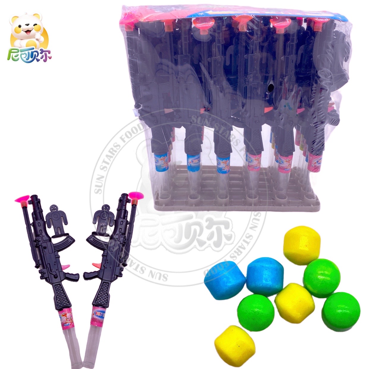 Toy gun with target shape toy candy colorful sweet halal fruit flavor squeeze candy-T460