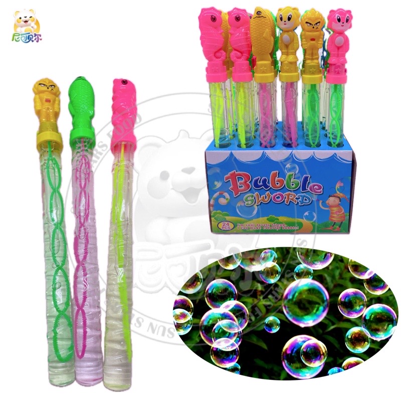 Hepin Lion-Shaped PVC Bubble Soap Toy Mixed Color Blower Plastic Stick Toys for Kids Animal-Style Children's Play Toy-B034