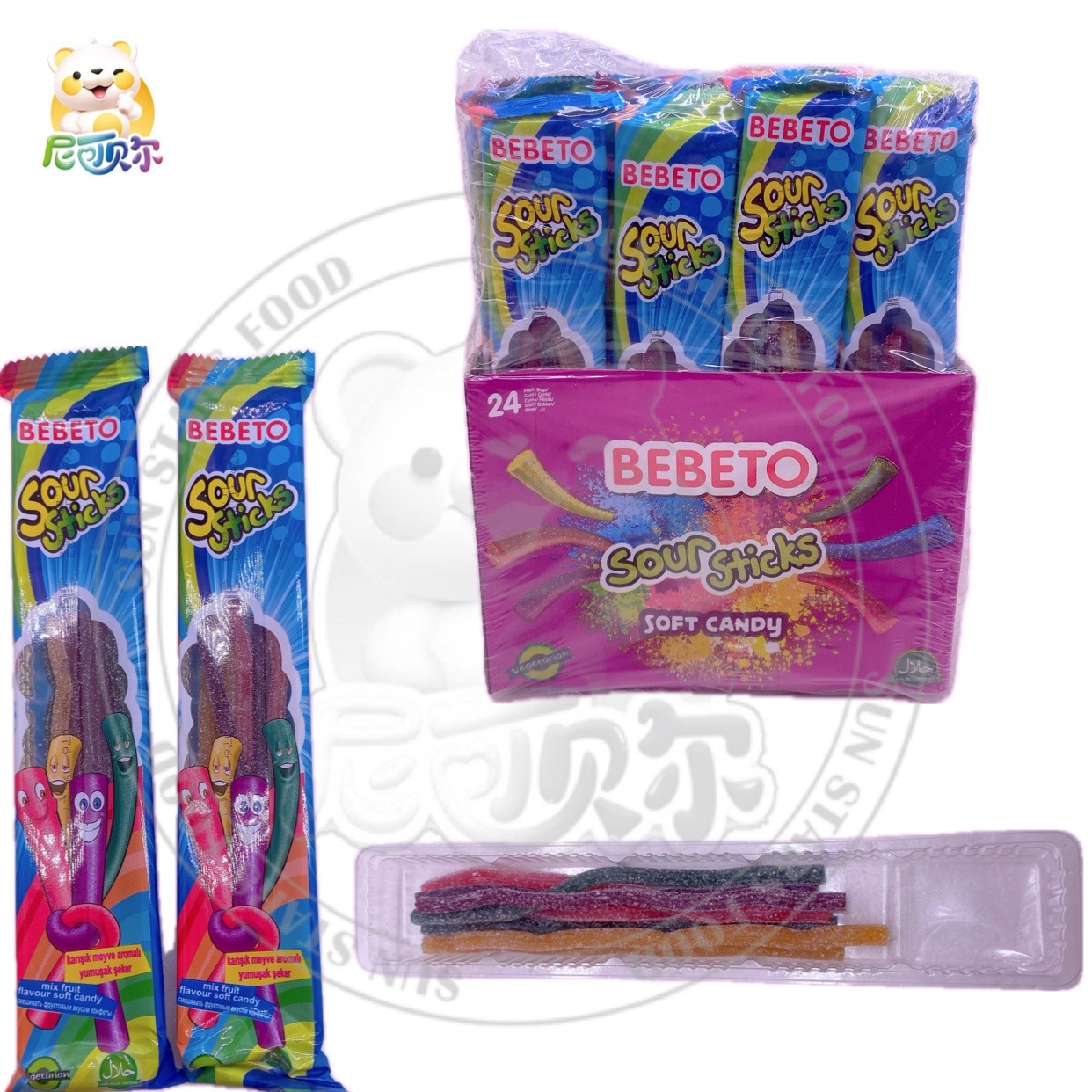 Sour Stick Fruity Flavor Gluten-Free and Halal Certified All-Natural Fruit Flavored Candy Packaged in Bags-G372