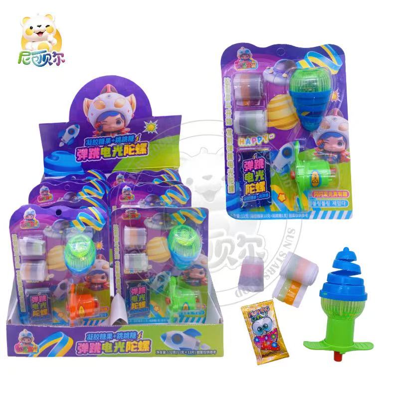 Light-Up Spinning Top Candy Glowing Toy Gummy Roll Popping Candy Sweets for Kids' Interactive Snacking