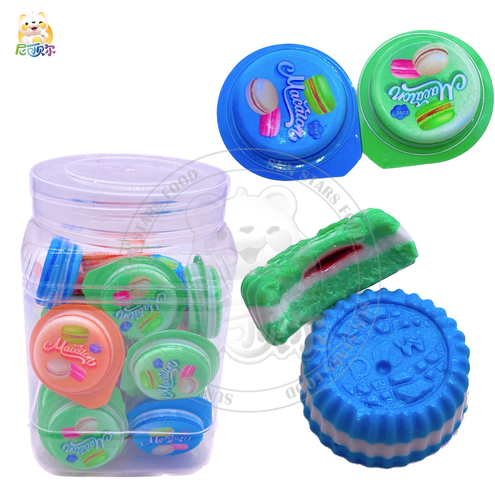 Little Round Chewy Gummy Candy Cookie Shaped Soft Candy With jam filling-G342