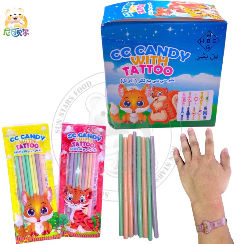 Funny 3d Watch tattoo sticker With Mix Fruit Flavor Cc Stick Candy-CS109