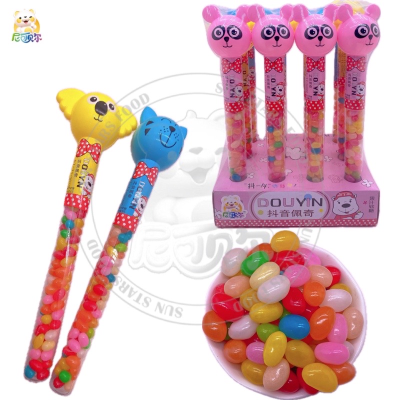 Halal Ball Jelly Bean Soft Candy Sweet Hard Sugar with Long Stick Flavored and Packaged in a Bottle-G350